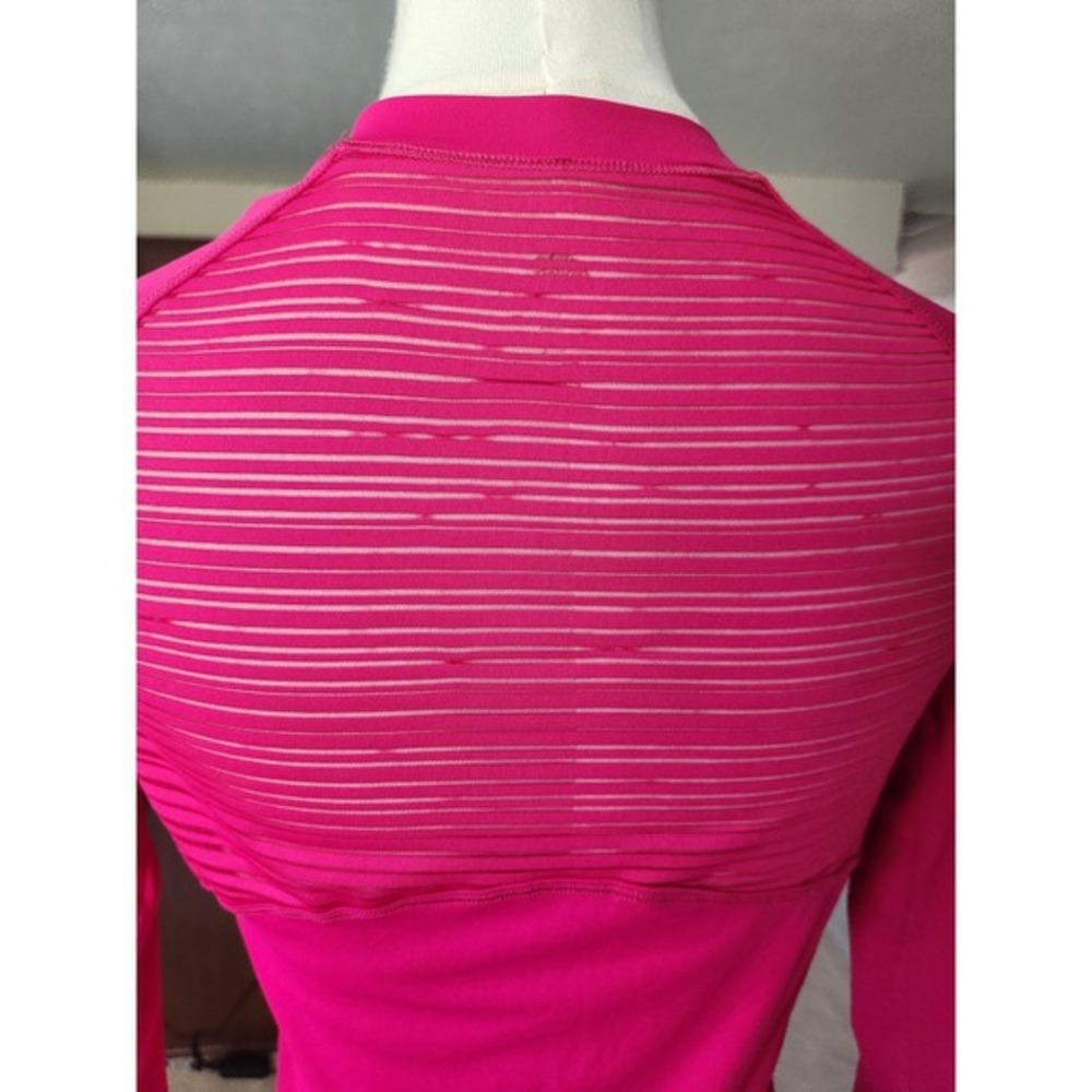 Adidas Long Sleeve‎ V Neck Athletic Top Pink Striped Back Womens S - Picture 3 of 7